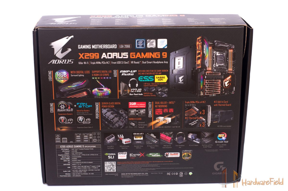 Aorus X299 Gaming 9 Box Back