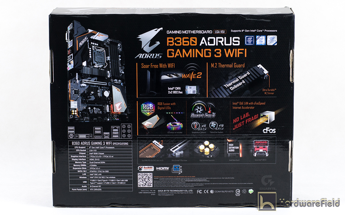Gigabyte Aorus B360 Gaming 3 WIFI 3